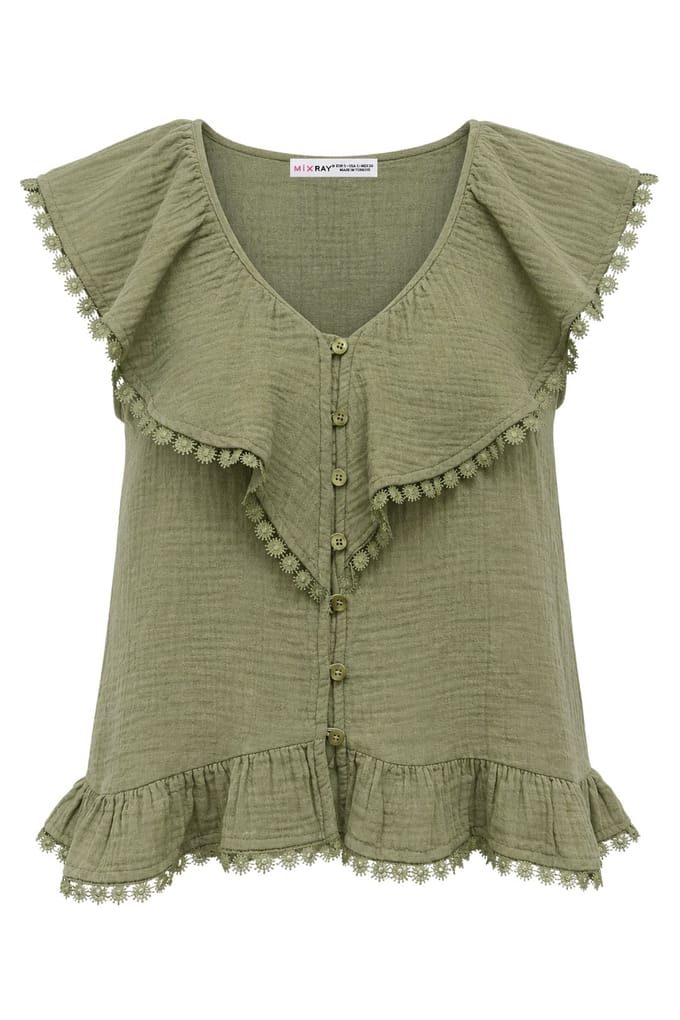 Katoenen V-hals Mouwloze Blouse