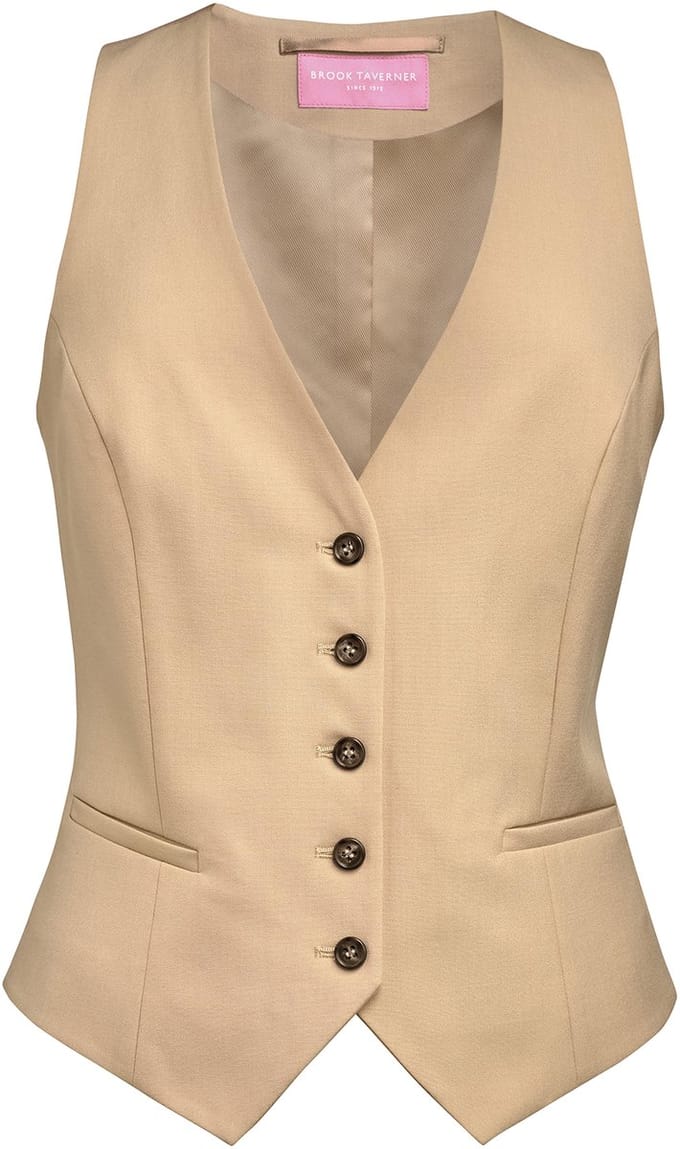 Brook Taverner Damesgilet Béatrice, getailleerde snit BT2391 - Sand - M