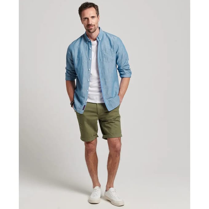 Button-down overhemd van linnen en biologisch katoen Superdry Studios