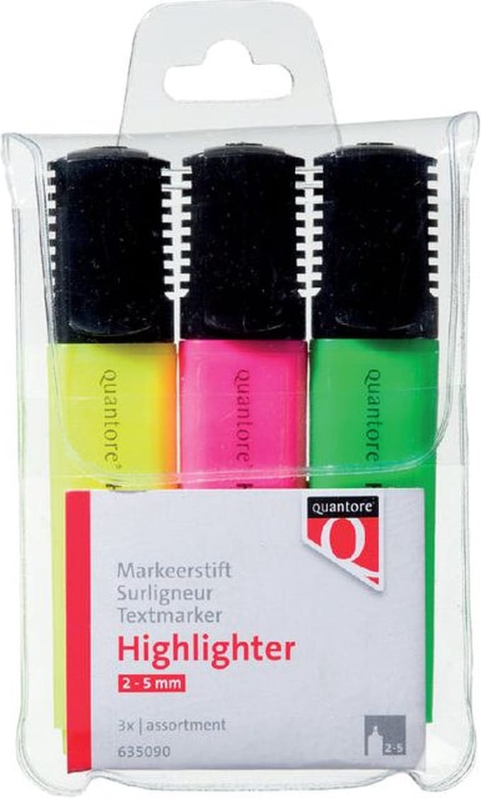 Markeerstift Quantore assorti etui à 3 kleuren - 10 sets