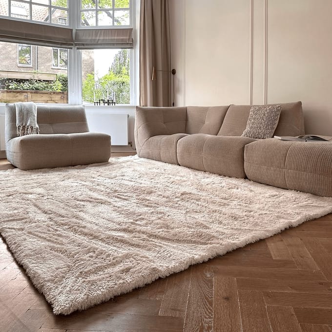 Hoogpolig vloerkleed Odelia beige/wit - Interieur05 - 200 x 290 cm - (L)