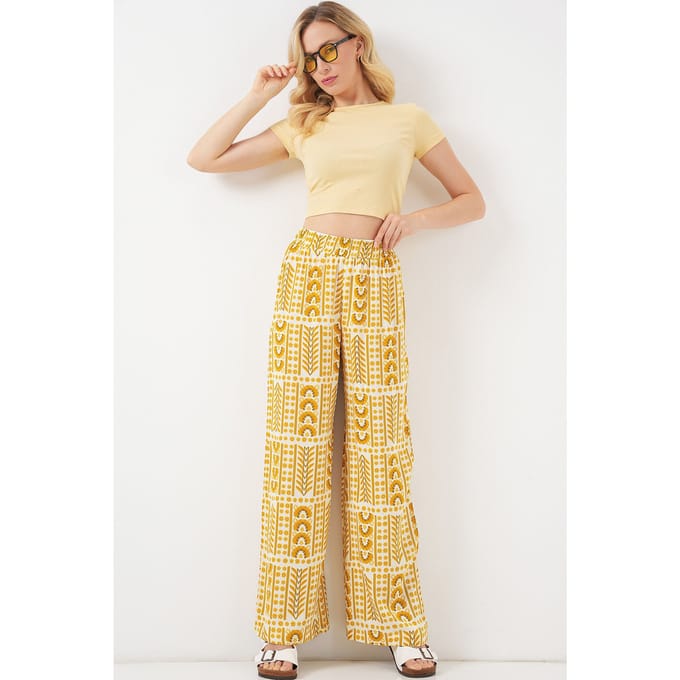 Hoge Taille Geometrische Gestreepte Palazzo Broek