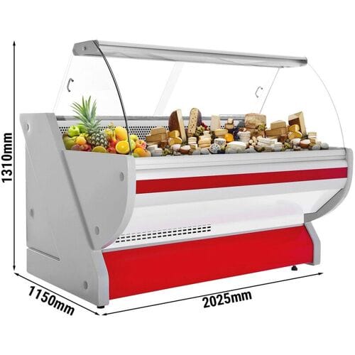 GGM Gastro Kühl-/ Fleischtheke - 2000mm - Rot - mit Fleischlicht & beleuchteter Frontblende