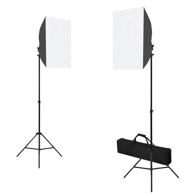 vidaXL - Fotostudioset - met - softboxlampen, - achtergrond - en - reflector
