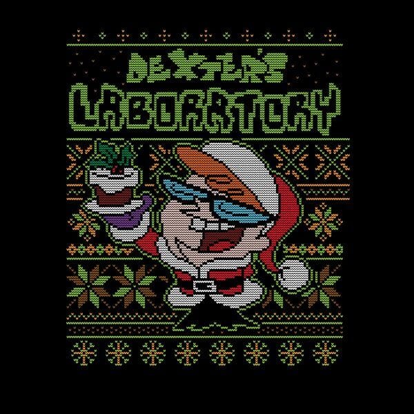 Dexter's Lab Pattern Women's Christmas T-Shirt - Black - 3XL