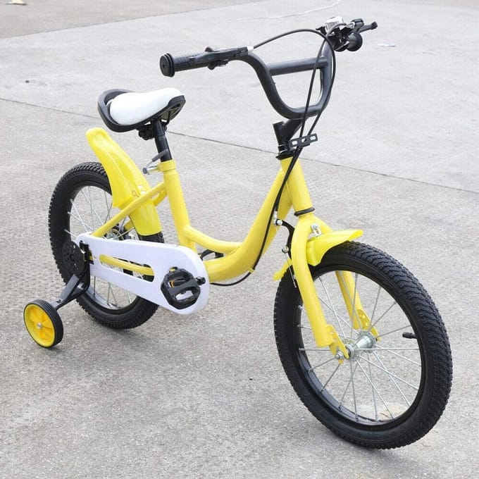 Kinderfiets - Loopfiets - Leren Fietsen - Dubbele remtechnologie - 16 inch - Geel
