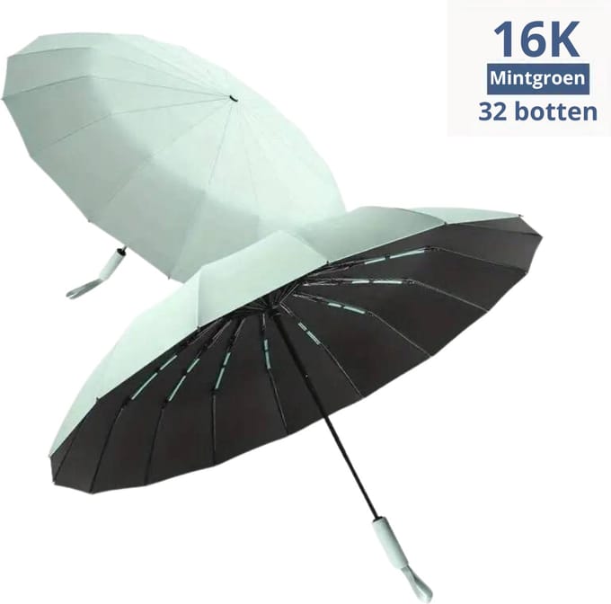 Nivard Windproof Paraplu - Opvouwbaar - Moderne Stormparaplu - Stormproef - Automatisch Uitklapbaar - Umbrella - Turqoise