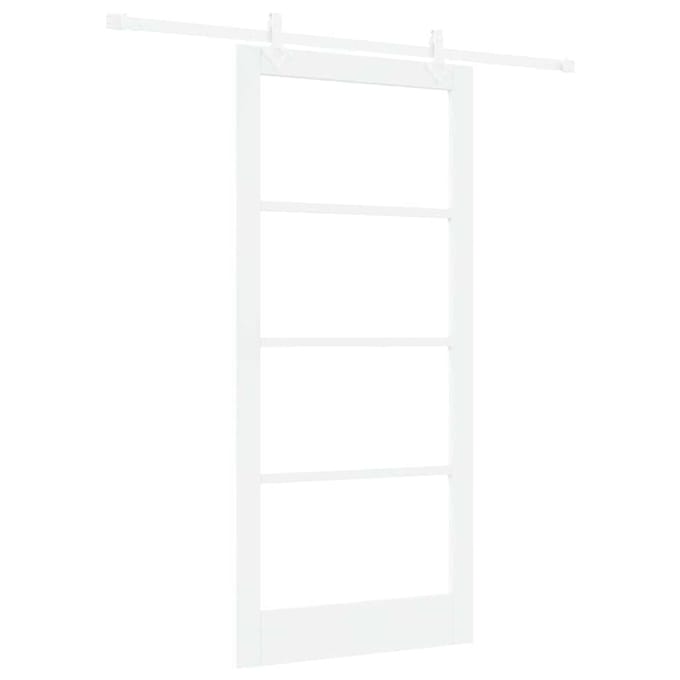 vidaXL - Schuifdeur - 93 - x - 202 - cm - Massief - grenenhout - en - glas - Wit