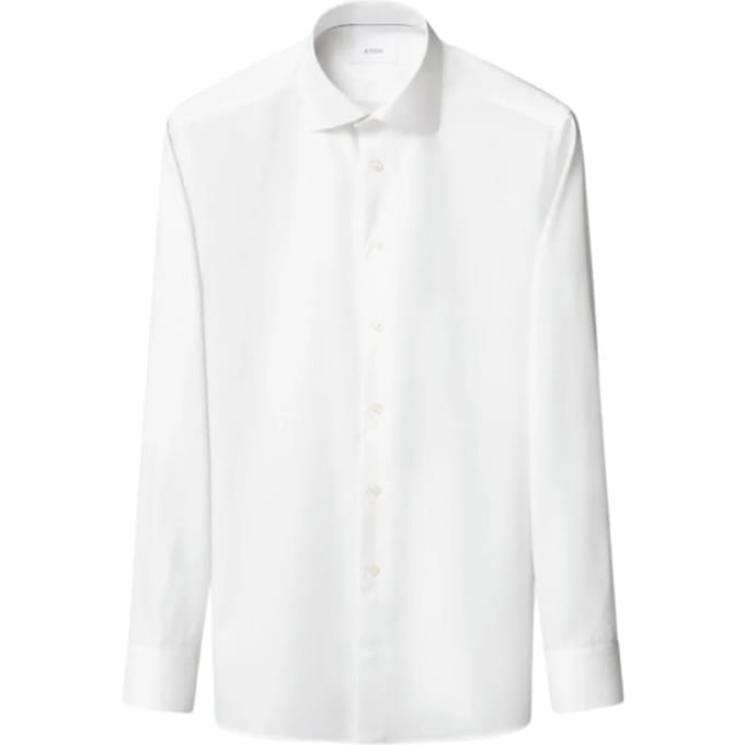 Eton Semi Solid Cotton Lyocell Shirt Lange Mouw Overhemden Wit 100015130