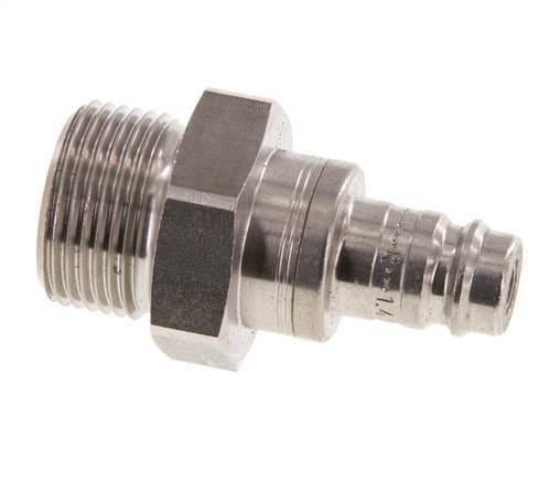RVS DN 10 Luchtkoppeling Insteeknippel G 3/4 inch Buitendraad Double Shut-Off - CLP10-M-S-SV-P-034