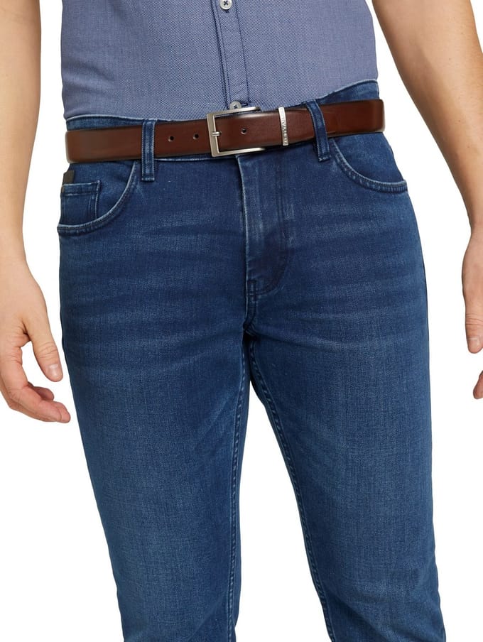 Tom Tailor - TTBILL riem met vierkante gesp - Maat 95 - brown uni