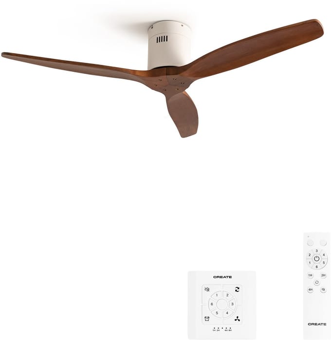 CREATE - Stille 40W plafondventilator met technische ABS bladen in verschillende maten - S - Geen licht - Controller voor wandmontage - WIND CALM
