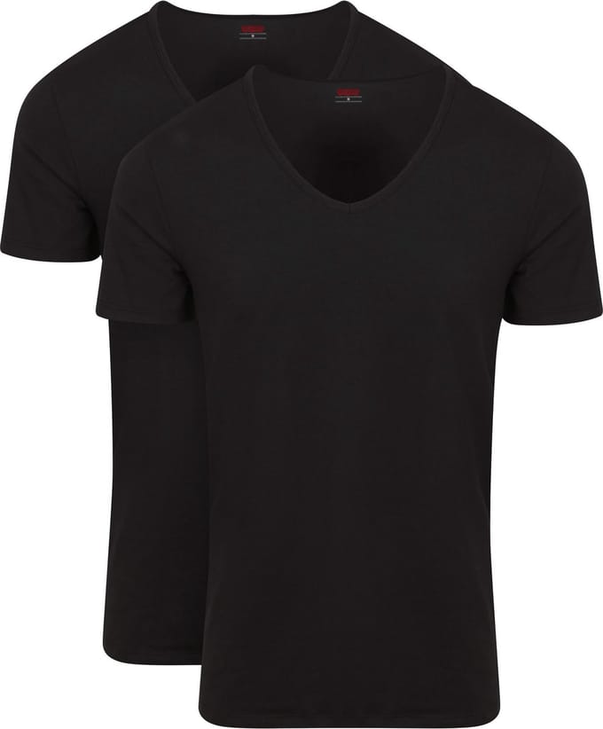 Levi's T-Shirt V-Hals Zwart 2-Pack - Maat M - Heren - Basic T-shirt