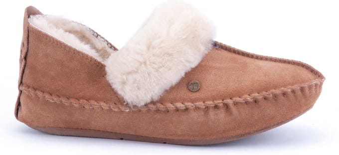 Warmbat Barrine Suede Dames Sloffen - Cognac
