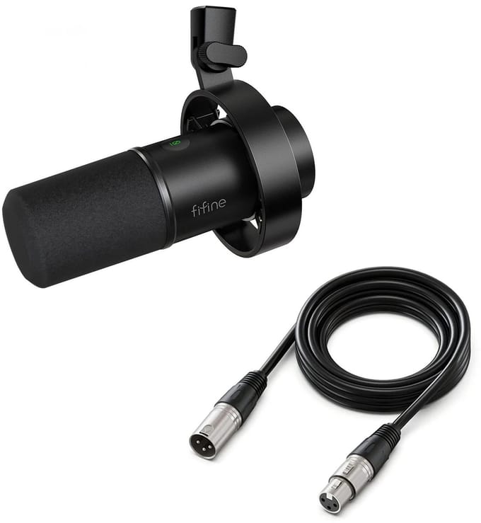 FIFINE K688 - Met XLR Kabel - USB / XLR - Dynamische Microfoon - Streaming - Podcasting - Gaming - Geschikt voor PS4 / PS5 / PC - Zwart