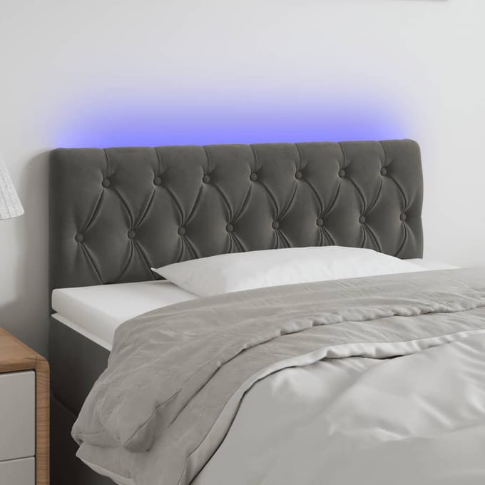 vidaXL - Hoofdbord - LED - 90x7x78/88 - cm - fluweel - donkergrijs