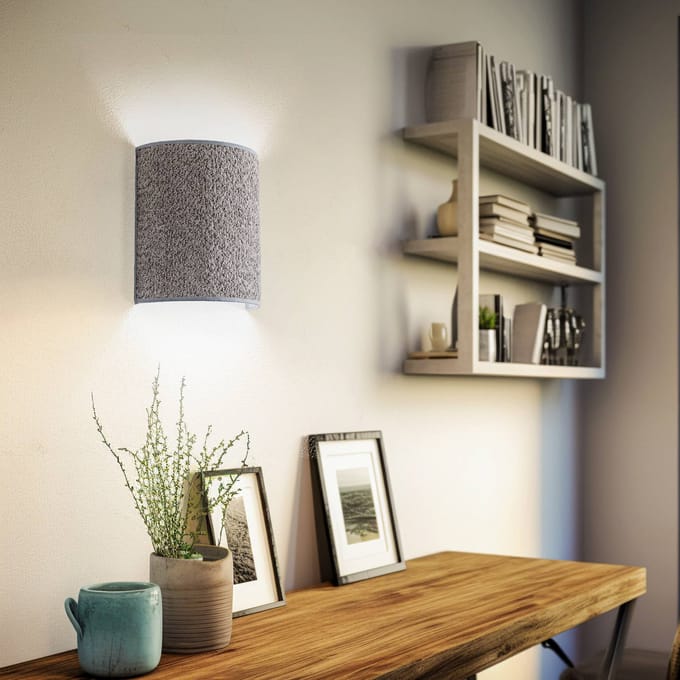 Euluna Wandlamp Boucle van stof, grijs
