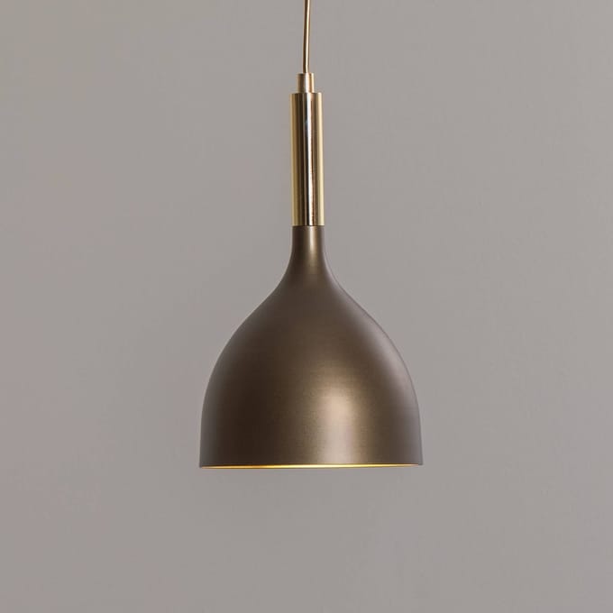 Luminex Noak hanglamp, 1-lamp, titanium-goud/goud, staal