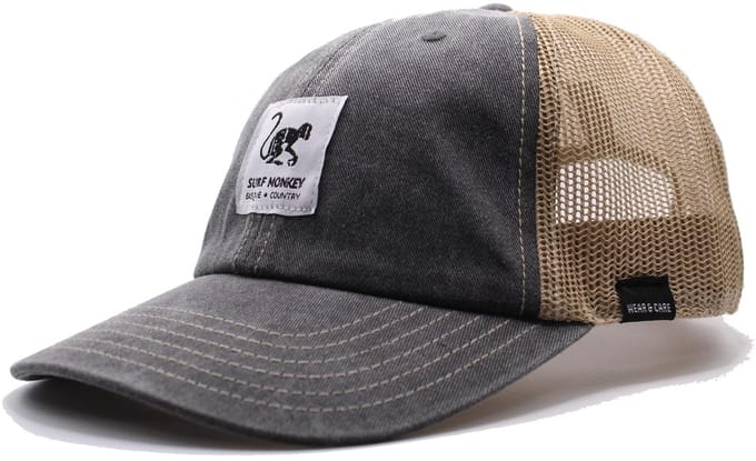 Surf Monkey - Trucker Cap - Zonder structuur - One Size - Organisch Cotton - Zwart