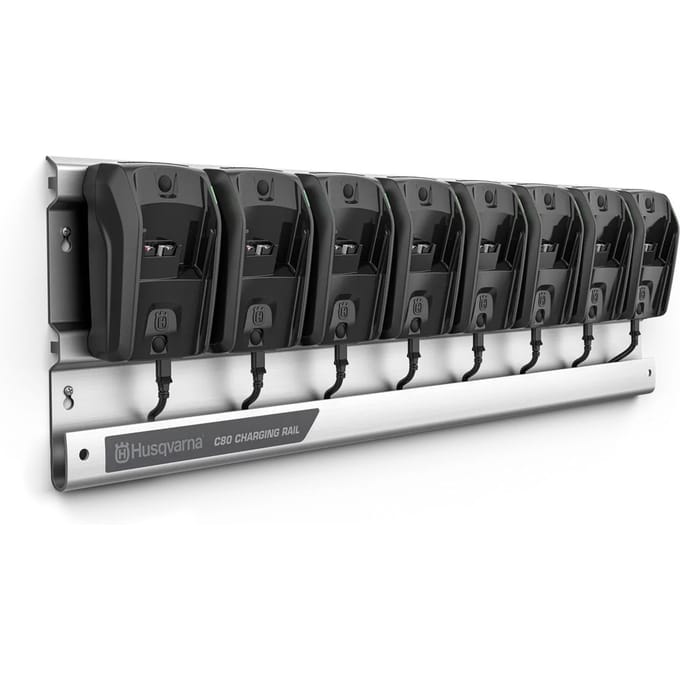 Husqvarna C80 Laadrail voor Maximaal 8 Accu's - Complete Set