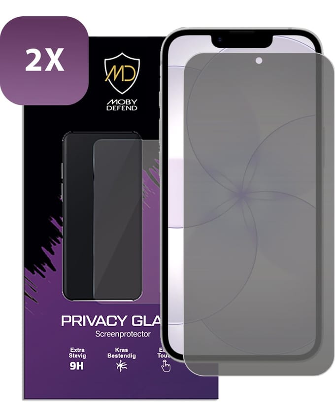 2-Pack MobyDefend Screenprotectors - Geschikt voor iPhone 17e - HD Privacy Glass Screensavers