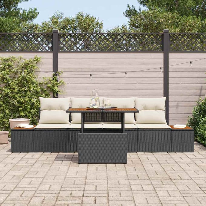 vidaXL - Tuinbank - Set - 5 - st - Zwart - poly - rattan