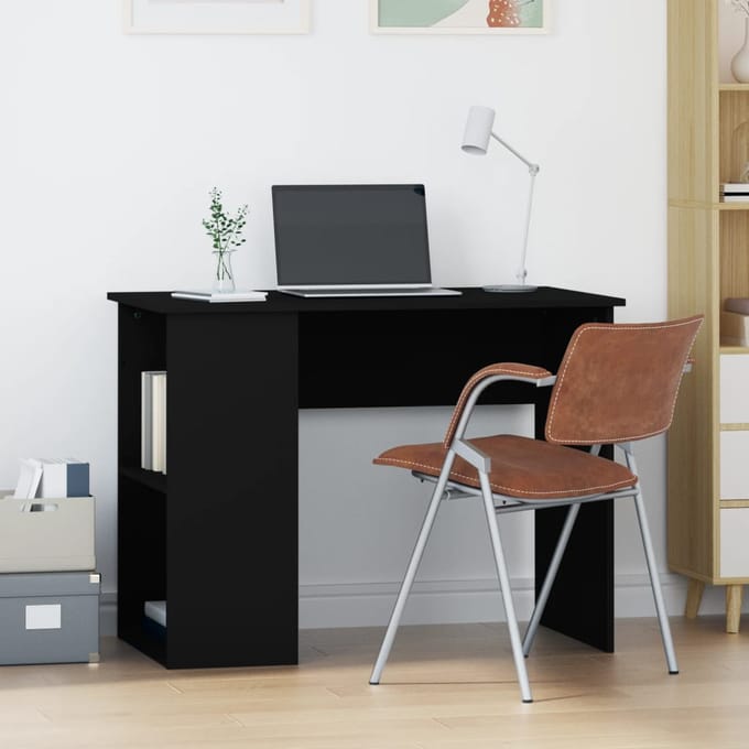 vidaXL - Bureau - 100x55x75 - cm - bewerkt - hout - zwart