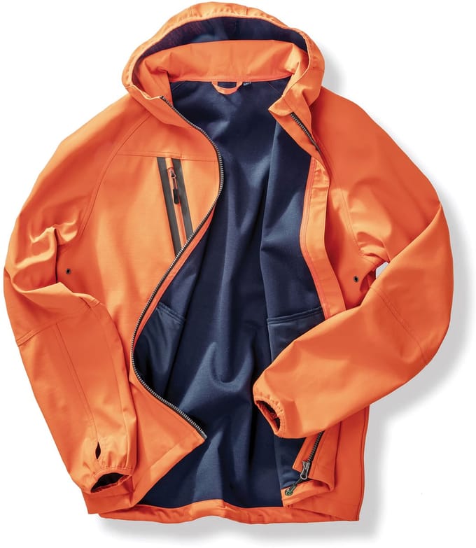 Result 3-Layer Recycled Printable Hooded Casual Unisex Softshell Jacket RT909 - Orange/Navy - L