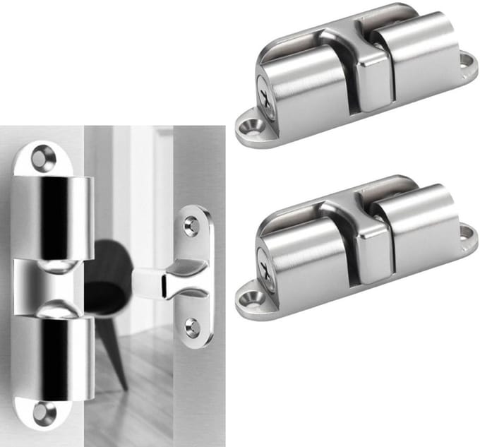 2-delige - Vloergemonteerde deurstopper - Deurstopper van geborstelde legering - Onzichtbare deur - Geschikt voor thuisbadkamers 8,5 x 1,9 cm (zilver)