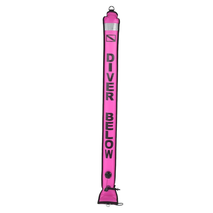Bouée de Signalisation de Surface de Plongée Sous-Marine 150x15cm Haute Visibilité Gonflable Tube de Signalisation de Surface Roseate pink