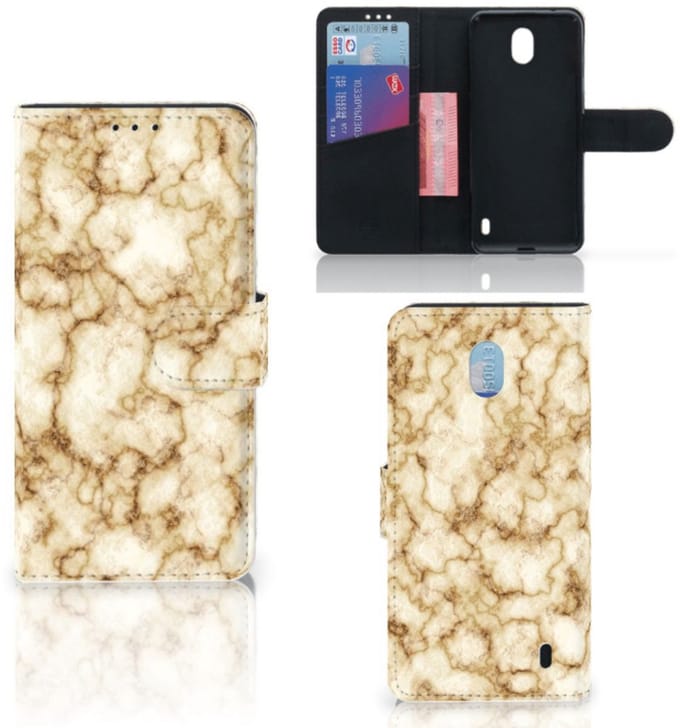 Nokia 1 Plus Bookcase Marmer Goud