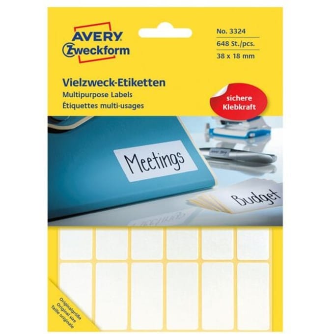 Huismerk Avery 3324 Handmatige Etiket 38x18mm Wit