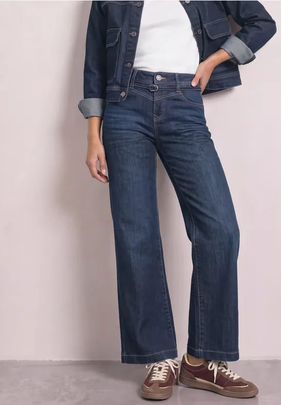Wide Leg Jeans met riemdetail
