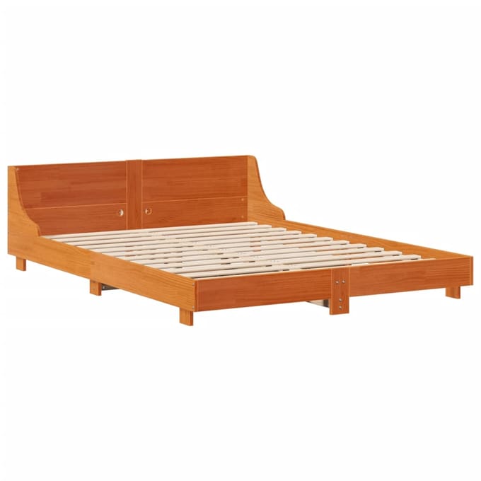 vidaXL - Bedframe - zonder - matras - massief - grenenhout - wasbruin - 150x200 - cm