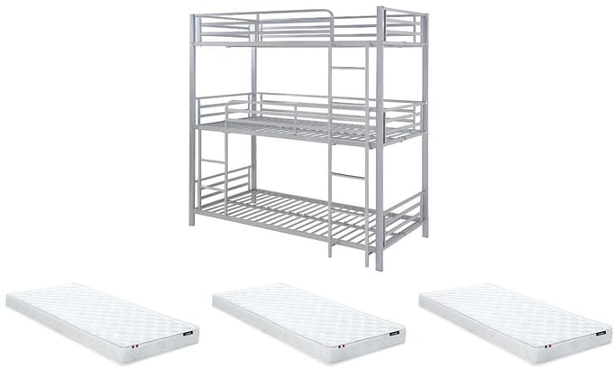 Vente-unique Stapelbed metaal zilverkleurig 90 x 190 cm