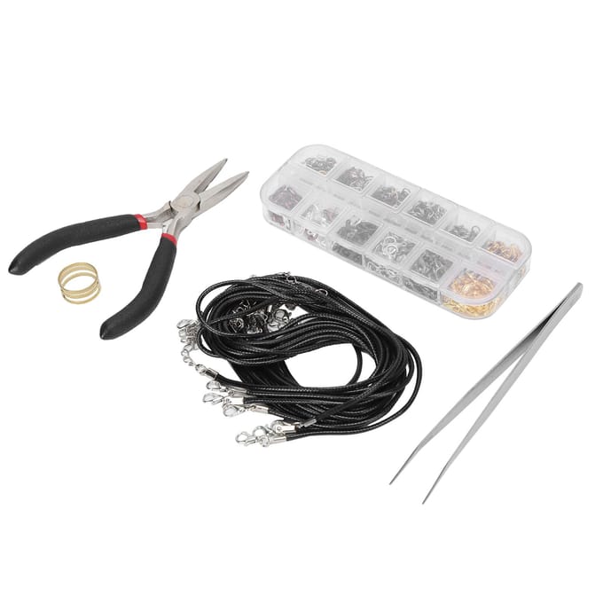 Kit d'outils pour la fabrication de bijoux Artisanat de bijoux DIY Fermoir mousqueton Anneaux de jonction Ensemble d'accessoires de réparation white