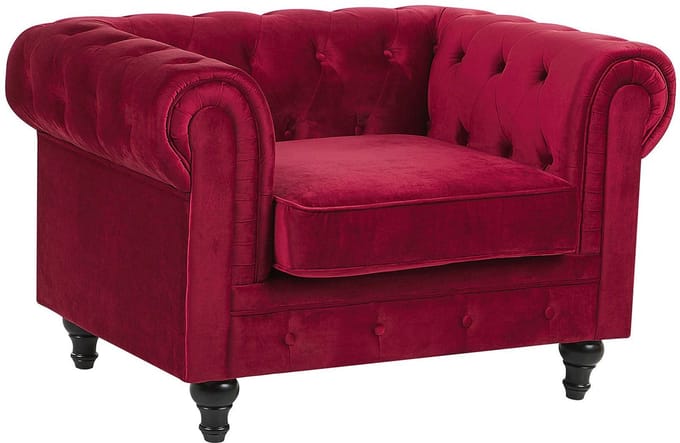 CHESTERFIELD - Chesterfield fauteuil - Donkerrood - Fluweel