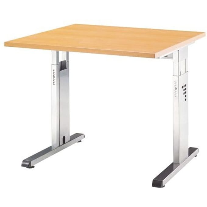 ULM-bureau, C-poot, rechthoekig, B 800 x D 800 x H 650-850 mm, decor beuken