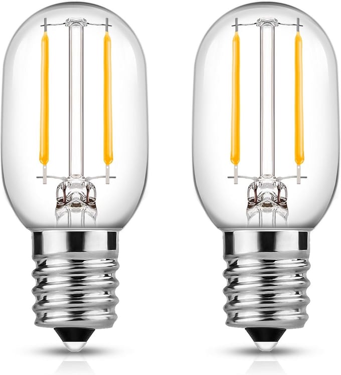 2x E14 LED Lampjes 1W Warm Wit | Dimbaar Koelkastlampje Vervanger 10W | 2700K Mini Gloeilamp