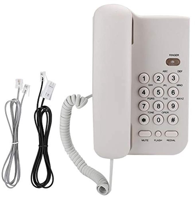 Vaste Telefoon - Bureau Telefoon - Thuisgebruik Kantoor - Batterijvrij Ontwerp - 19 cm Lengte - Wit