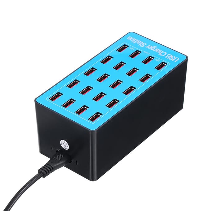 USB slimme oplader met 20 poorten voedingsadapter van universeel compatibiliteitslaadstation voor EU Plug blue