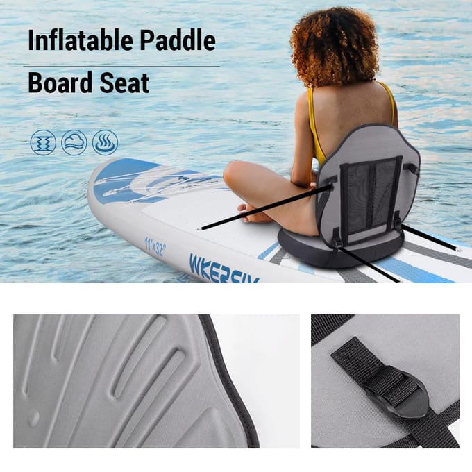Afneembare kajakstoel met rugsteun Opblaasbaar paddleboard Verstelbare stoel voor kajakken grijs