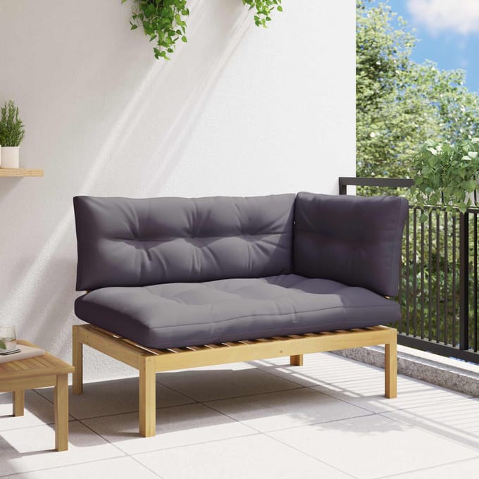 vidaXL - Hoek - Sofa - Eenheid - Licht - Acacia - en - Donker - Grijs - Acaciahout