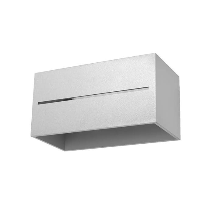 Wandlamp LOBO MAXI met 2 lichtbronnen, licht op en neer - Sollux Lighting - IP20 - Grijs aluminium behuizing - 20 x 12 x 10 cm - 2 x G9 LED, exclusief lichtbron - 2 x 8 W - Moderne wandlamp voor slaapkamer, woonkamer en gang