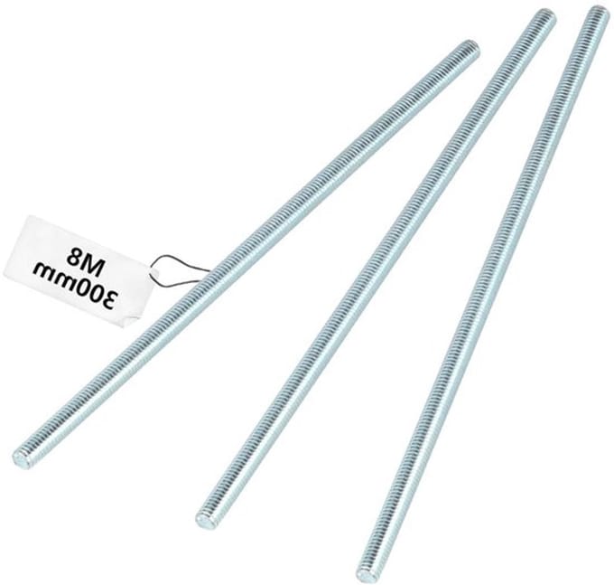 3-pack M8 Draadstangen 300 mm - Verzinkt Staal - Sterkteklasse 4