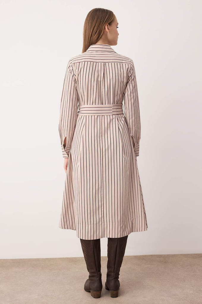 Gestreepte midi-jurk voor dames, casual/dagelijks.
