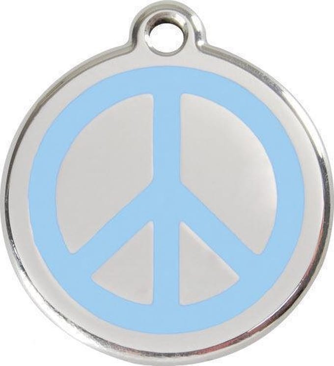 Red Dingo Hondenpenning 38 mm peace lichtblauw