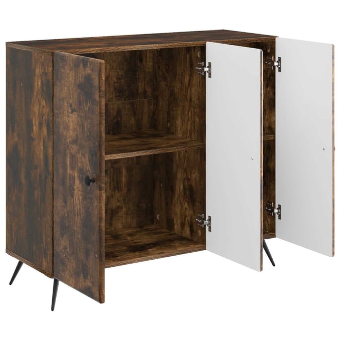 vidaXL - Dressoir - Gerookt - eiken - 89 - x - 34,5 - x - 80 - cm - Bewerkt - hout
