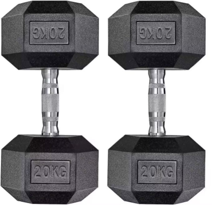Halterset - Gewichten - Halters - Voor Krachttraining & Thuisfitness - Compacte Stalen Dumbbells van 20 kg - Set van 2