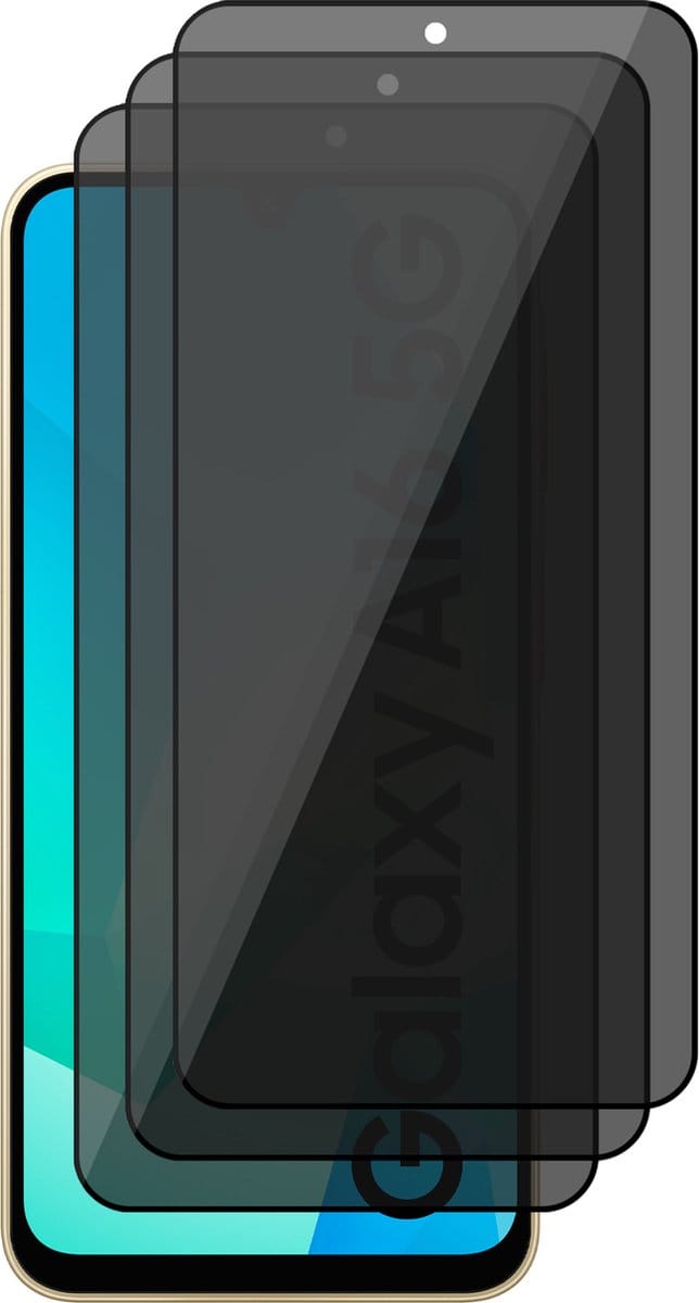 Privacy Screenprotector geschikt voor Samsung Galaxy A16 - 3x Volledig Dekkend Glas Screen Protector